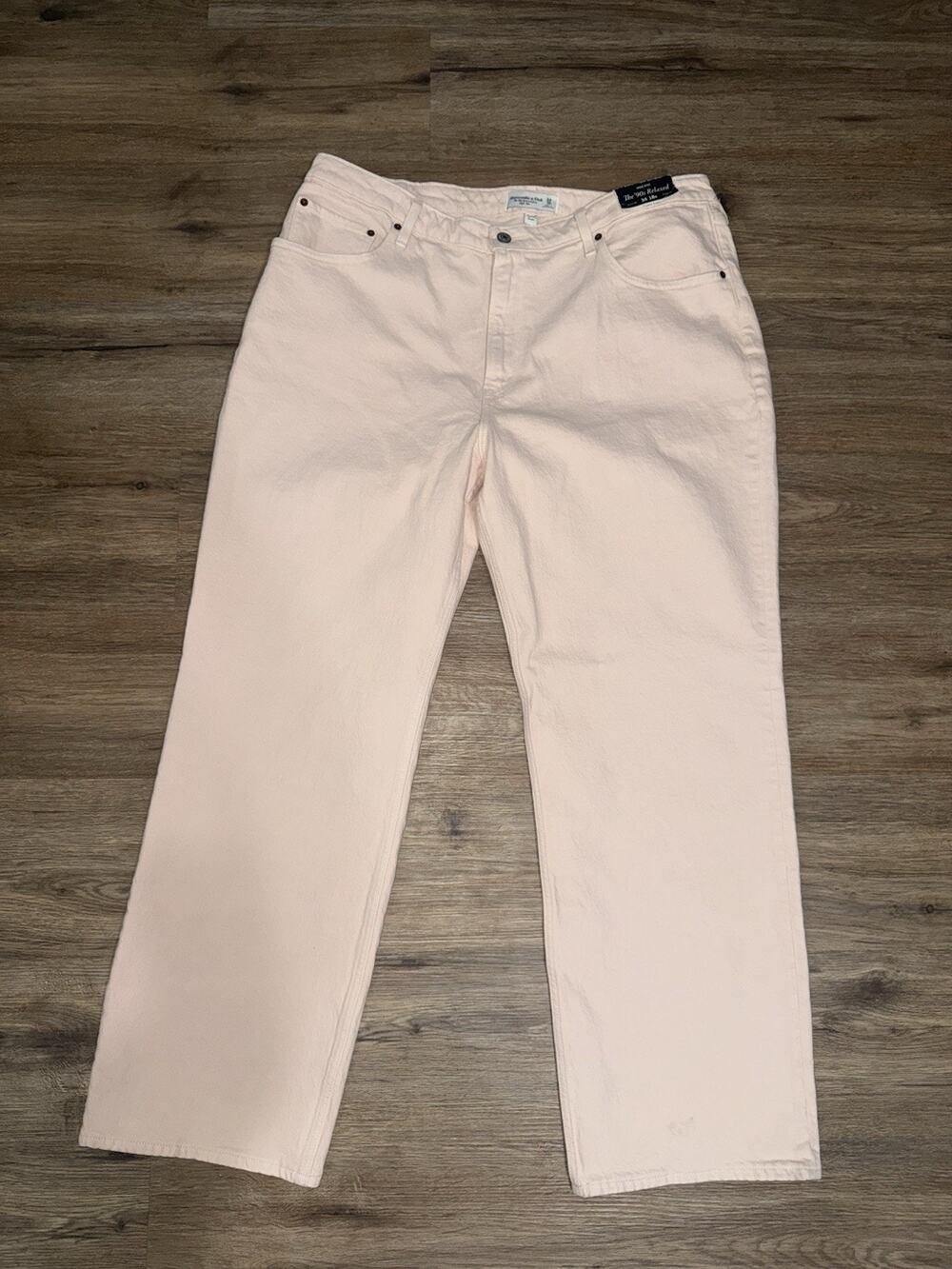 Abercrombie & Fitch Curve Love 90s High Rise Relaxed Straight Jeans Pink NWT 18R